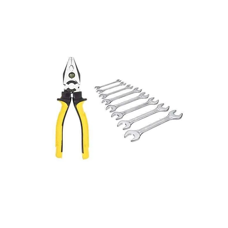 Hillgrove HGCM243 8-Inch Lineman Plier (Chrome Vanadium Steel) with 8-Piece Double Open End Wrench Set image-1