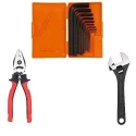 Hillgrove HGCM12M1 9-Piece Carbon Steel Hex Allen Key Kits with 8-Inch Adjustable Wrench & Combination Plier image-1