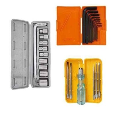 Hillgrove HGCM53M1 10-Piece Chrome Vanadium Hex Socket Spanner Set with Hex Allen Key Set & 5-in-1 Screwdriver Set image-1