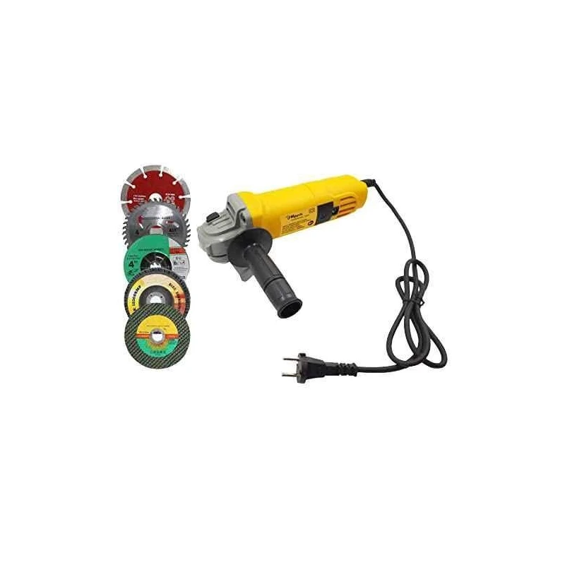 Hillgrove HGANG3B5M2 100mm Metal Angle Grinder with 5-Piece Wheel Set image-1