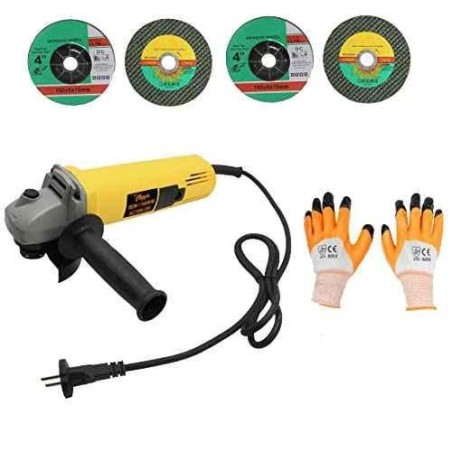 Hillgrove HGCM13M1 Metal Angle Grinder with Gloves and 4-Piece 100mm Cutting Wheel Set image-1