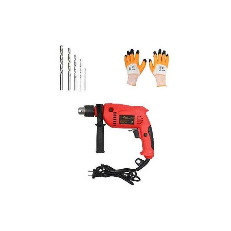 Hillgrove HGCM075 700W 2800rpm 13mm Drill Machine with Gloves and 5-Piece HSS Drill Bit Set image-1