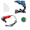 Hillgrove HGCM17M1 4-Inch Angle Grinder with 500W Drill Machine and 5 Drill Bits Set image-1