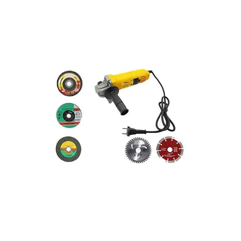 Hillgrove HGANG3B5M1 100mm Metal Angle Grinder with 5-Piece Wheel Set image-1
