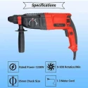 Hillgrove HG0085 1200W 26mm Red Hammer Drill Machine with 5 Bits and Carry Case image-2