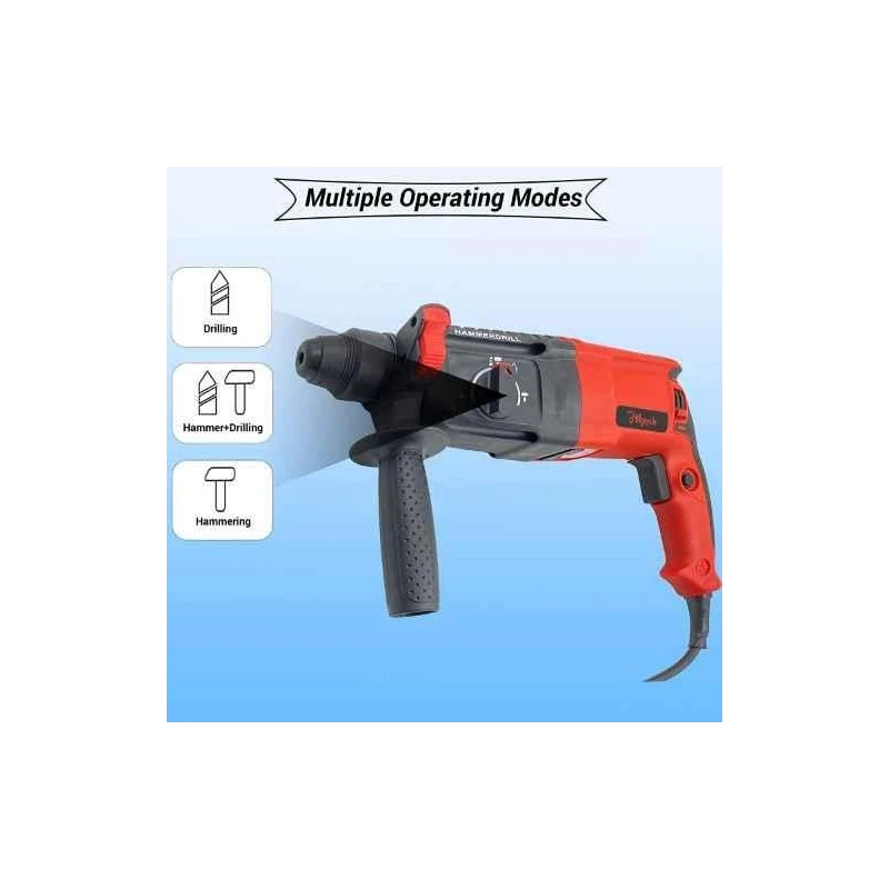 Hillgrove HG0085 1200W 26mm Red Hammer Drill Machine with 5 Bits and Carry Case image-4