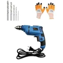 Hillgrove HGCM076 500W 2800rpm 10mm Drill Machine with Gloves and 5-Piece HSS Drill Bit Set image-1