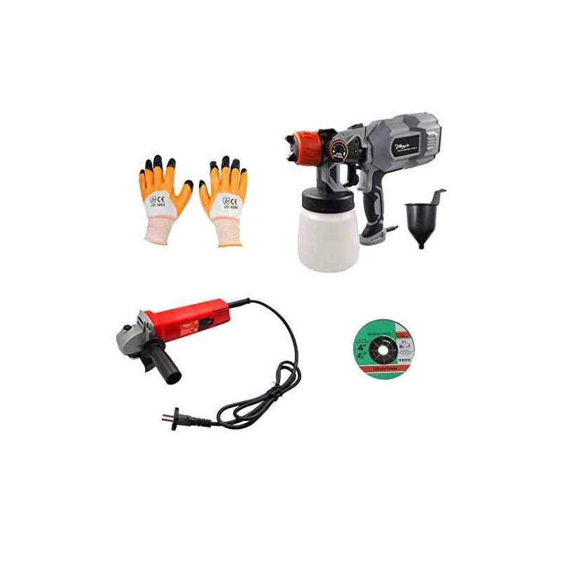 Hillgrove HGCM48M1 550W DIY Angle Grinder with Gloves Paint Sprayer Gun Machine and Cutting Wheel Set image-1