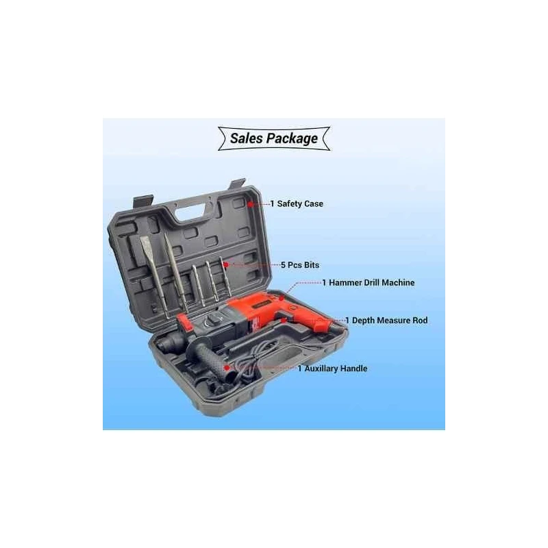 Hillgrove HG0084 1200W 26mm Red Hammer Drill Machine with 5 Bits image-3