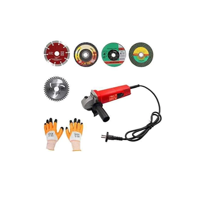 Hillgrove HGCM20M1 11000rpm Angle Grinder with Gloves and 5-Piece 100mm Cutting Wheel Set image-1