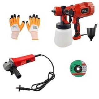 Hillgrove HGCM46M1 550W DIY Angle Grinder with Gloves Paint Sprayer Gun Machine and Cutting Wheel Set image-1