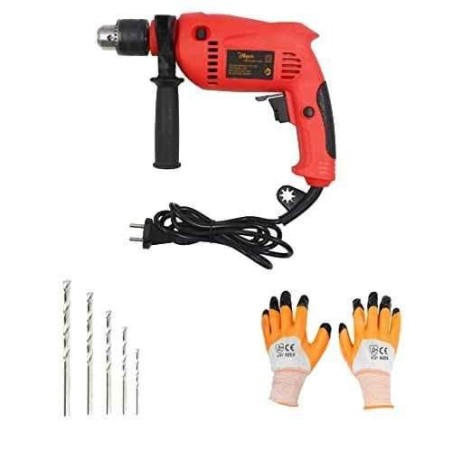 Hillgrove HGCM074 700W 2800rpm 13mm Drill Machine with Gloves and 5-Piece Drill Bit Set image-1