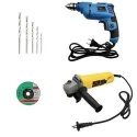 Hillgrove HGCM15M1 4-Inch Angle Grinder with 500W Drill Machine and 5 Drill Bits Set image-1