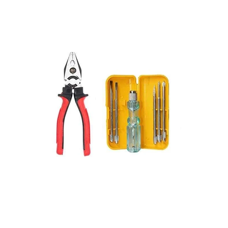 Hillgrove HGCM237 Chrome Vanadium Steel 8 Inch Lineman Plier with 5-in-1 Screwdriver Set image-1
