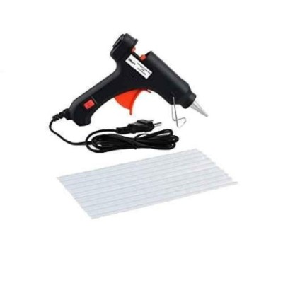 Hillgrove Mini 20W Black Small Hot Gum Glue Gun With 10 Pcs Hot Melt Glue Stick Set image-1