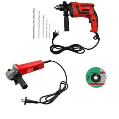 Hillgrove HGCM18M1 4 inch Angle Grinder with 1000W Drill Machine & 5 Drill Bits Set image-1