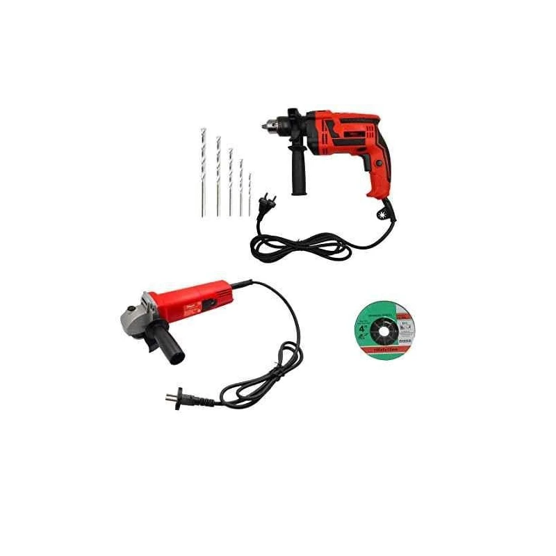 Hillgrove HGCM18M1 4 inch Angle Grinder with 1000W Drill Machine & 5 Drill Bits Set image-1