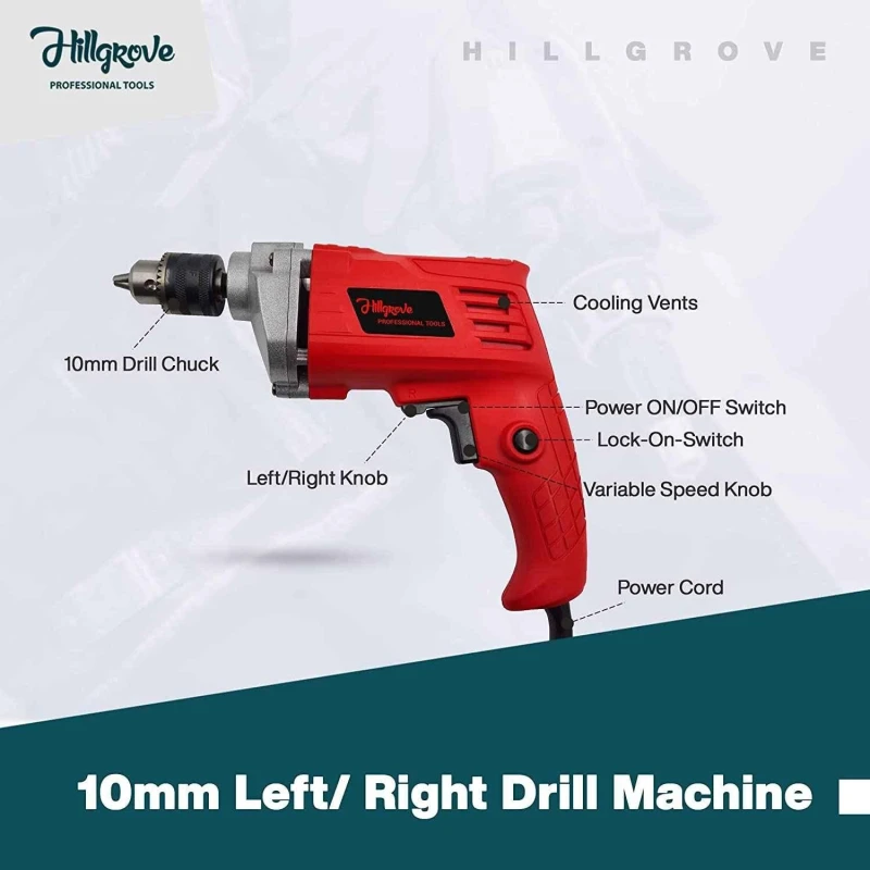 Hillgrove HGCM474M1 550W Drill Machine Combo with Screws Masonry Drill Bits Screwdriver & Line Tester image-1