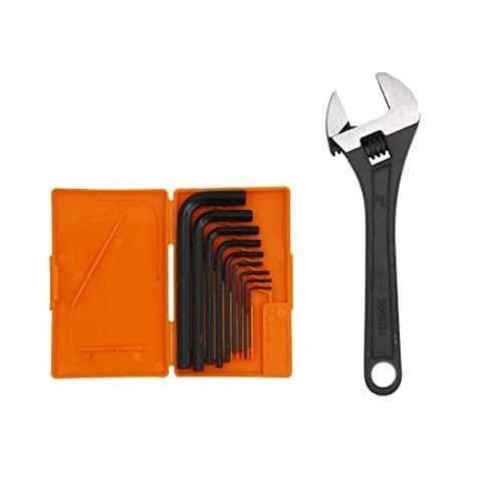 Hillgrove HGCM263 Carbon Steel 8 inch Adjustable Wrench with 9Pcs Hex Allen Key Set image-1