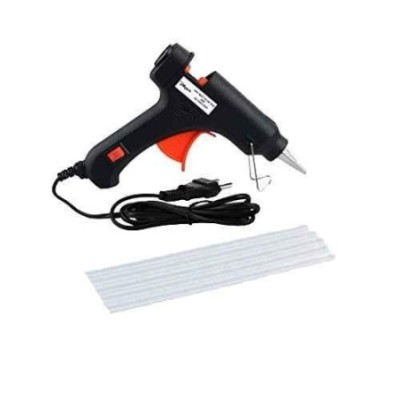 Hillgrove Mini 20W Black Small Hot Gum Glue Gun With 5 Pcs Hot Melt Glue Stick Set image-1