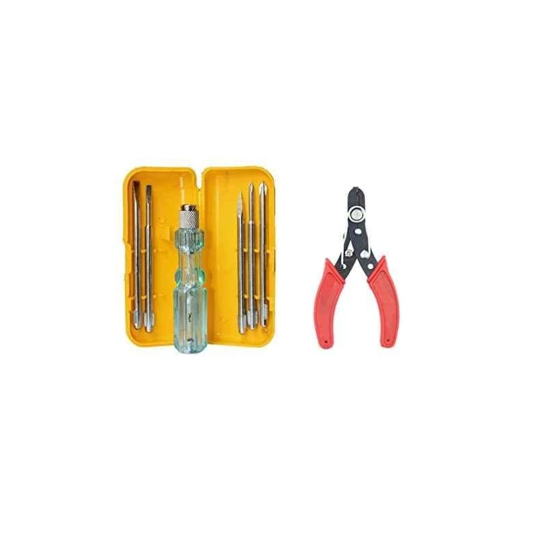 Hillgrove HGCM247 Chrome Vanadium Steel 5 in 1 Screwdriver with Wire Cutter Set image-1