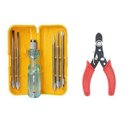 Hillgrove HGCM247 Chrome Vanadium Steel 5 in 1 Screwdriver with Wire Cutter Set image-1