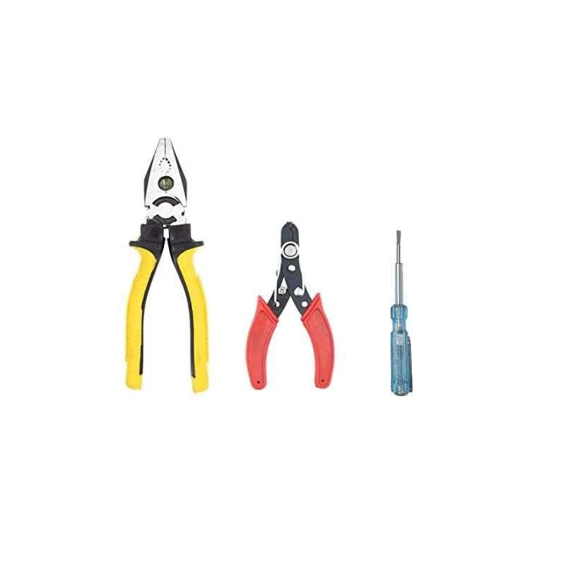 Hillgrove HGCM240 Chrome Vanadium Steel 8 inch Plier with Wire Cutter & Analog Line Tester Set image-1
