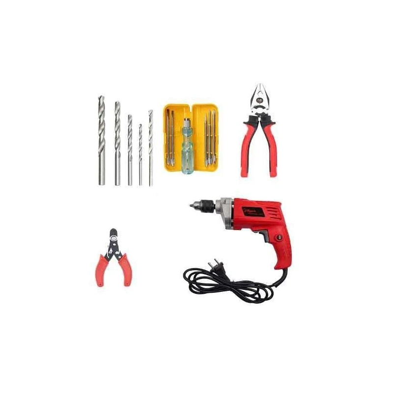 Hillgrove HGCM470M1 550W Drill Machine Combo with Bits Plier Wire Cutter & 5-in-1 Screwdriver Set image-6