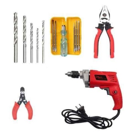 Hillgrove HGCM470M1 550W Drill Machine Combo with Bits Plier Wire Cutter & 5-in-1 Screwdriver Set image-6
