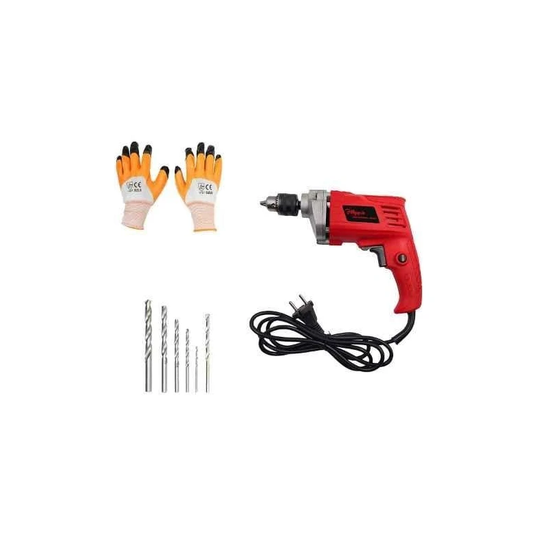 Hillgrove HGCM220M1 550W 10mm Drill Machine with Gloves 6 Pcs Masonry & Metal Drill Bit image-6