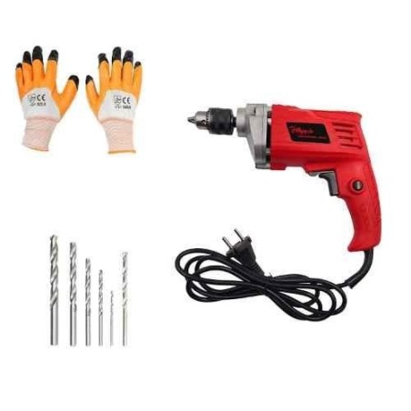 Hillgrove HGCM220M1 550W 10mm Drill Machine with Gloves 6 Pcs Masonry & Metal Drill Bit image-6
