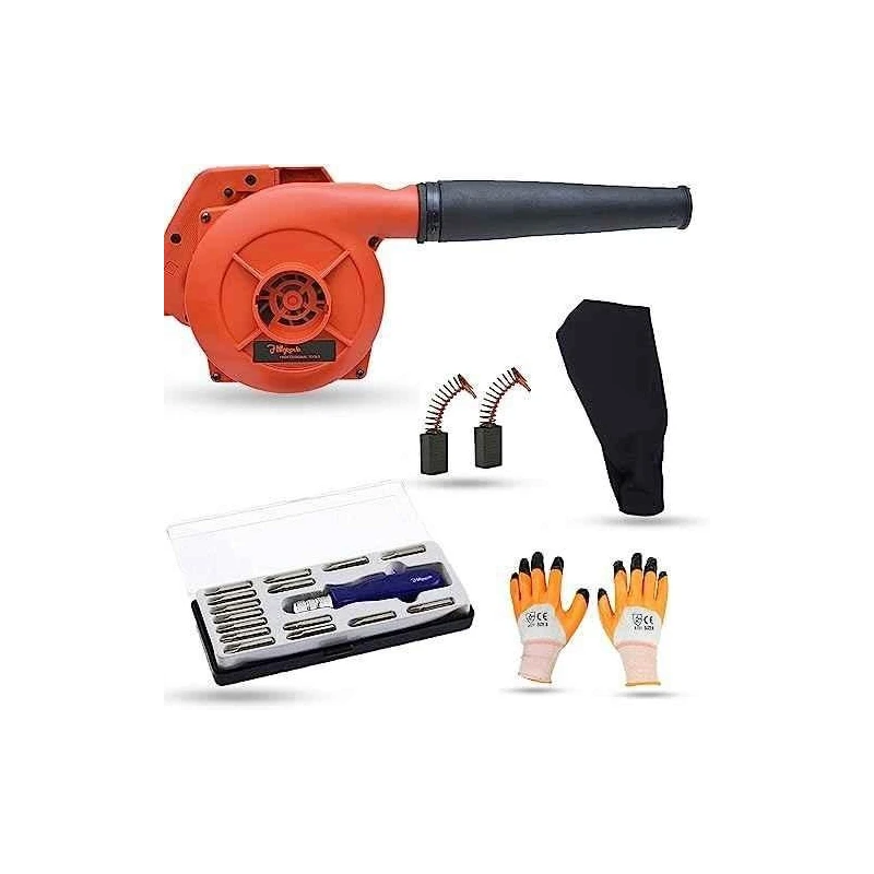 Hillgrove HGCM1131 Plastic Red Electric Air Blower with Carbon Brushes Gloves & 16 in 1 Screwdriver image-1