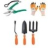 Hillgrove HGCM188M1 5 Pcs Gardening Tool Set with Cultivator, Weeder, Trowel, Pruner & Hand Gloves