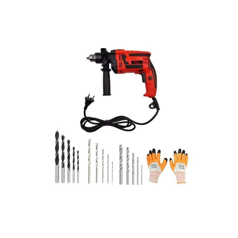 Hillgrove HGCM250M1 1000W 13mm Drill Machine with Multiple Drill Bit Types and Gloves image-1
