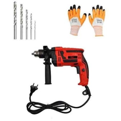 Hillgrove HGCM078 1000W 2600rpm 13mm Drill Machine with Gloves & 5 Pcs HSS Drill Bit Set image-1