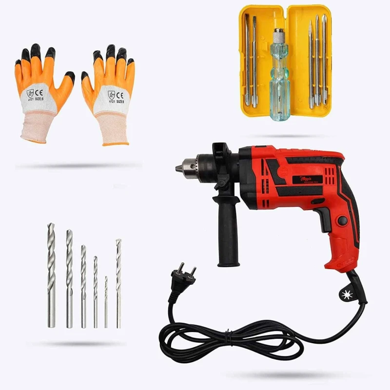 Hillgrove HGCM325M1 1000W 13mm Drill Machine Kits with Gloves Screwdriver & Drill Bits image-2