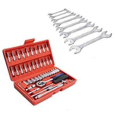 Hillgrove HGCM54M1 46 Pcs Ratchet Socket Spanner Set with Wrench & Carry Box image-1
