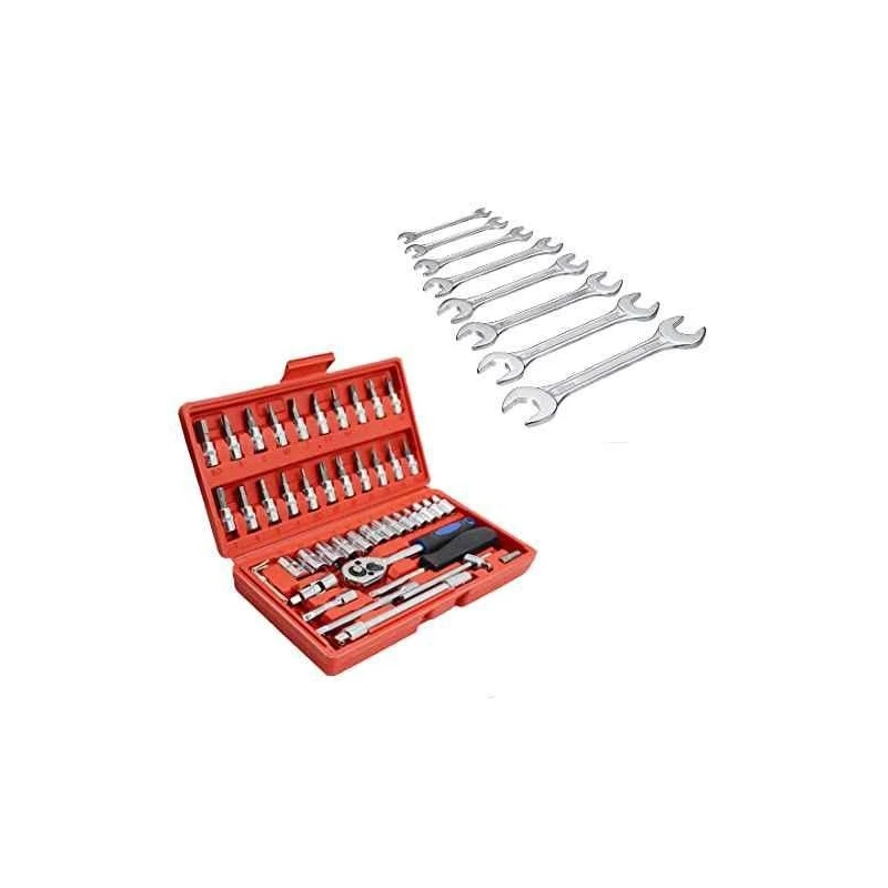 Hillgrove HGCM54M1 46 Pcs Ratchet Socket Spanner Set with Wrench & Carry Box image-1