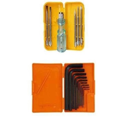 Hillgrove HGCM3M1 9 Pcs Carbon Steel Full Hex Allen Key Kits with 5 in 1 Screwdriver Bolt Spanner Wrench Set image-1