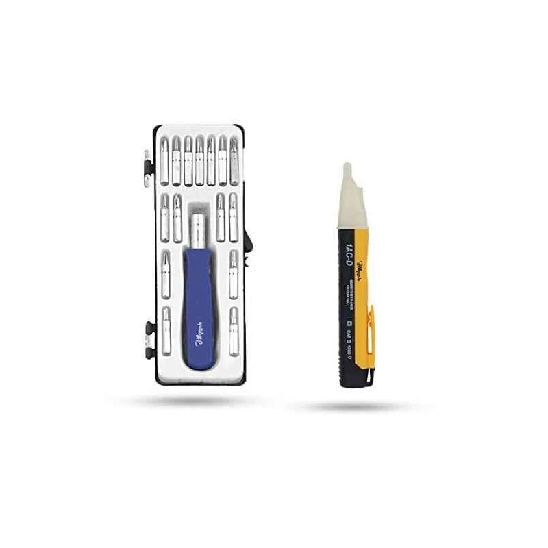 Hillgrove HGCM903 16-in-1 Portable Pocket Screwdriver Set with Non-Contact Voltage Tester image-1