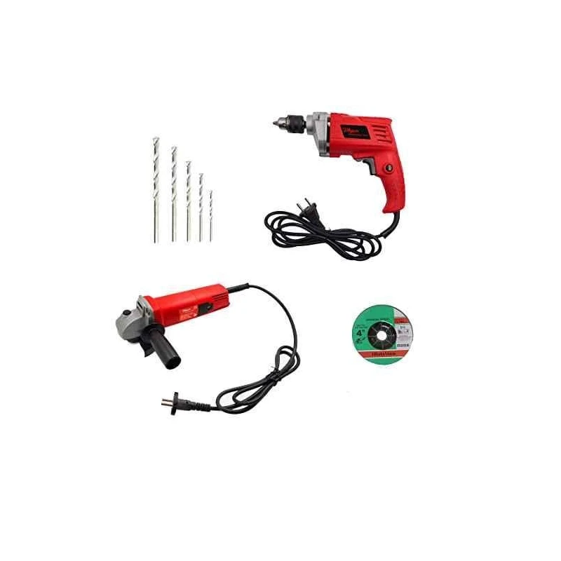 Hillgrove HGCM38M1 4 inch Angle Grinder with 550W Drill Machine and 5 Drill Bits Set image-1