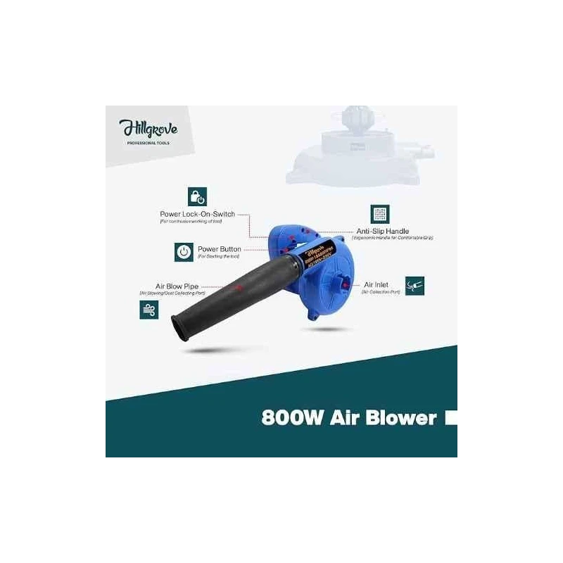 Hillgrove HGCM1034 800W Plastic Blue Electric Air Blower with Carbon Brushes and 16-in-1 Screwdriver image-2
