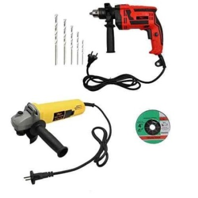 Hillgrove HGCM16M1 4 inch Angle Grinder with 1000W Drill Machine and 5 Drill Bits Set image-1