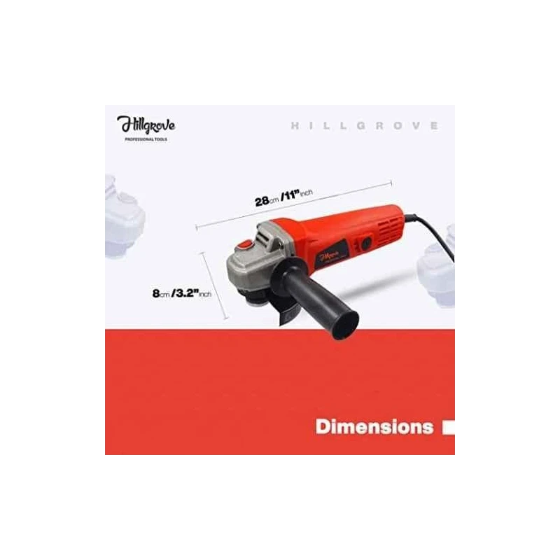 Hillgrove HGANG6B1M2 100mm 11000rpm Angle Grinder with Grinding Wheel Set image-1