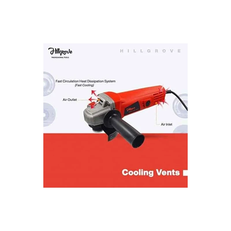 Hillgrove HGANG6B1M2 100mm 11000rpm Angle Grinder with Grinding Wheel Set image-2