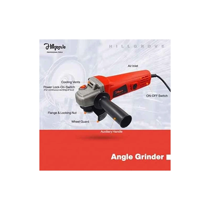 Hillgrove HGANG6B1M2 100mm 11000rpm Angle Grinder with Grinding Wheel Set image-5
