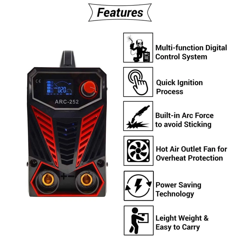 Hillgrove HGCM301M1 252A MMA Inverter Arc Welding Machine 5 Pcs Rod & 850W Angle Grinder Combo image-5