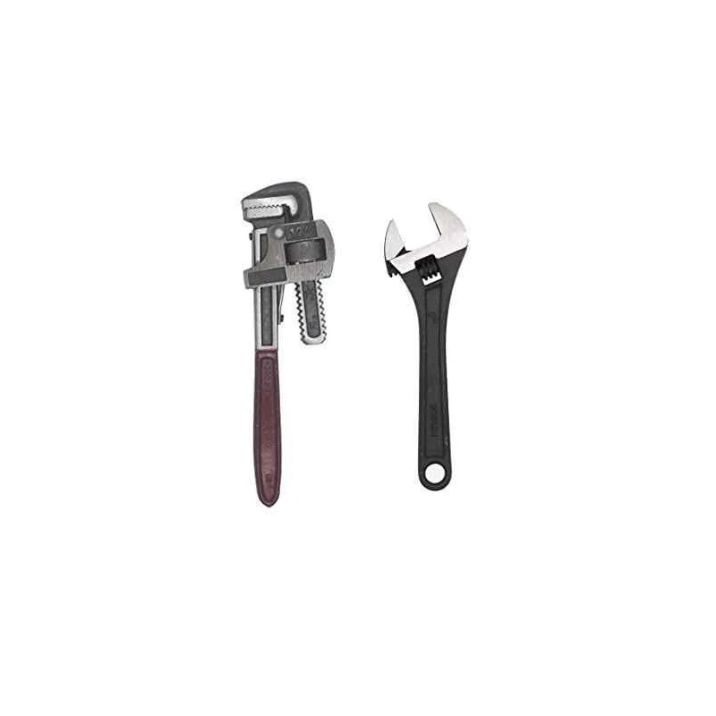 Hillgrove HGCM252 Carbon Steel Pipe Wrench with 8 inch Adjustable Wrench Set image-1