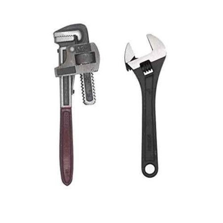 Hillgrove HGCM252 Carbon Steel Pipe Wrench with 8 inch Adjustable Wrench Set image-1