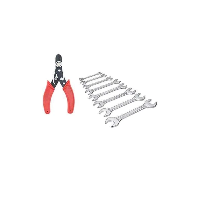 Hillgrove HGCM254 Carbon Steel 8Pcs Double Open Ended Wrench Spanner with Wire Cutter Set image-1
